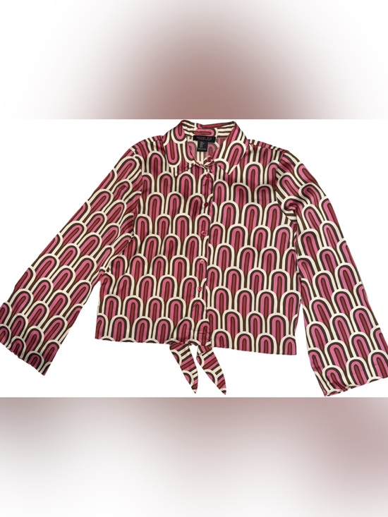 Rachel Zoe Tops - Rachael Zoe Women’s Multicolor Patterned Button Down Tie Front Long Sleeved Top
